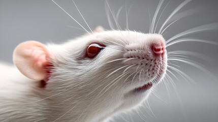 White lab rat head shot close up