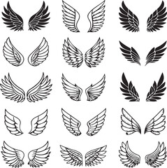 Fototapeta premium Collection of elegant wing designs for creative projects and artistic use