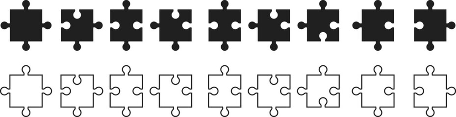 Logic and Strategy Icons. Puzzle piece symbol. Diversity and inclusion icons. Support and community design elements

