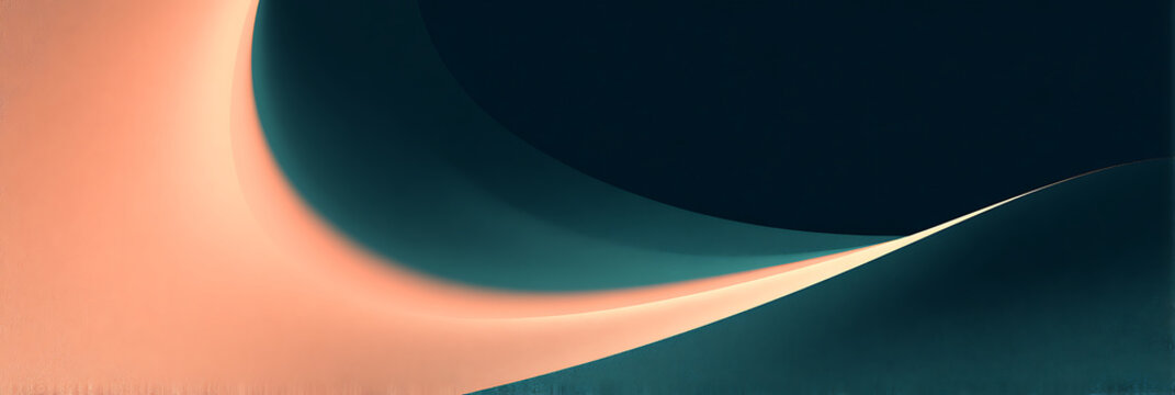 Abstract Sand Dune Landscape in Teal and Peach Gradient Colors, Minimalist Desert Curves and Artistic Nature Background