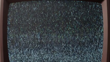 Retro tv static transitioning to clear broadcast signal with vintage screen effects