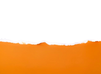 Orange ripped paper torn edges strips isolated on transparent background