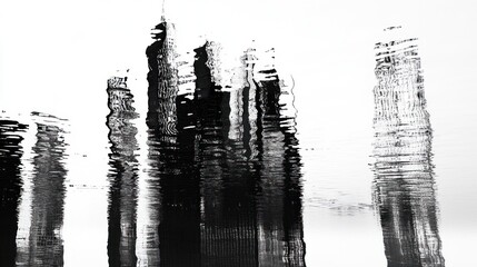 Abstract reflection of skyscrapers in water, urban landscape