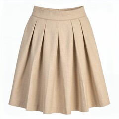 Elegant beige pleated skirt displayed on a pristine white background for fashion design