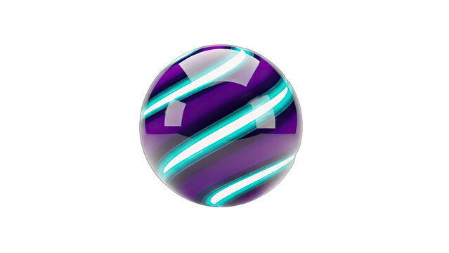 Abstract 3D Sphere with Swirling Stripes on White Background