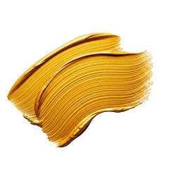 Golden Paint Brush Stroke Texture Isolated on White Background