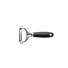 Stainless steel peeler with black handle