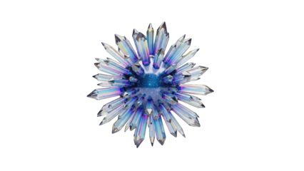Abstract Crystal Sphere Glowing on White Background