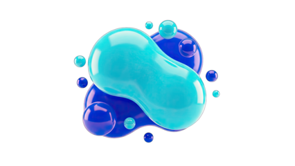 Abstract 3D Shapes in Blue and Teal on White Background