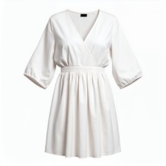 Elegant White Dress with Short Sleeves on a Clean Background for Fashion Display