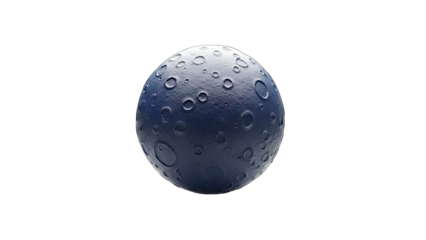 Blue Moon with Craters on White Background