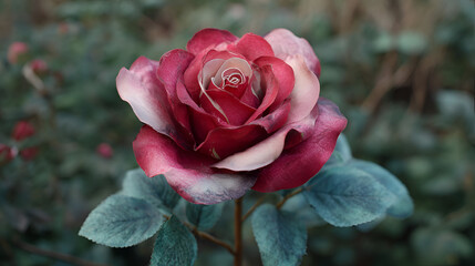 Velvety red rose closeup isolated