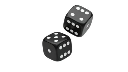 Black Dice Rolling on White Background