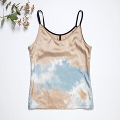 Elegant satin camisole with unique tie-dye effect on a clean white backdrop
