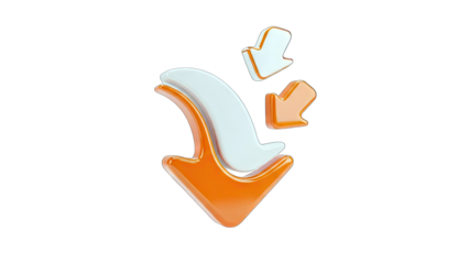 3D Arrows Pointing Down - Concept of Download, Progress, or Direction
