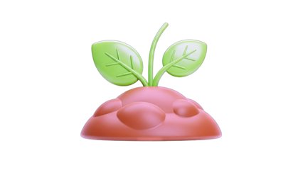 3D Rendered Sprout Growing on Soil - Isolated