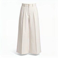 Elegant high-waisted white palazzo pants, showcasing fashion sophistication on a neutral background