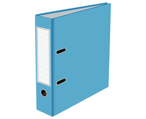 A single blue ring binder isolated on a white background with a spine