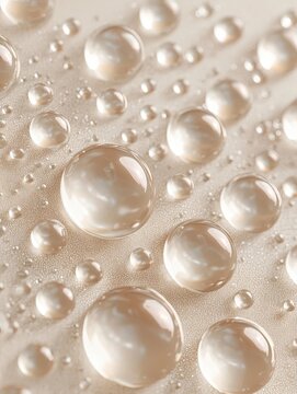 Closeup of water droplets on surface