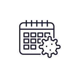 incubation period line icon with virus and calendar