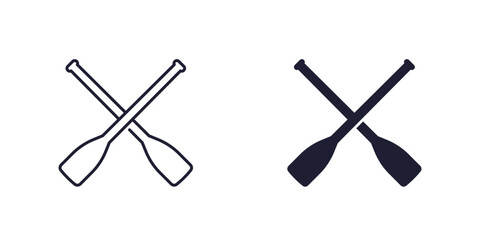 Oars icon, line and solid design