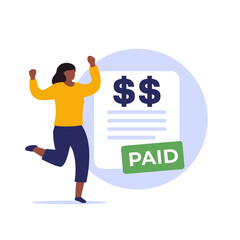 paid bill illustration with a happy woman