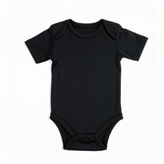 Black baby onesie on white background exhibiting apparel for newborn child