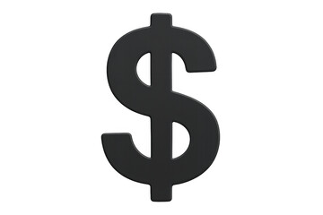 Fototapeta premium Black matte dollar sign symbolizing finance, investment, earnings, and payment. Isolated graphic for commercial use