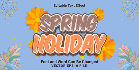 3d editable spring holiday cartoon style text effect