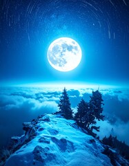 smartphone wallpaper &ndash; full moon in the mountains