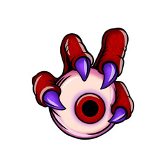 Monster Hand Holding Eyeball Cartoon Illustration