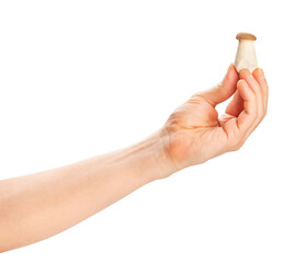 king oyster in hand path isolated on white