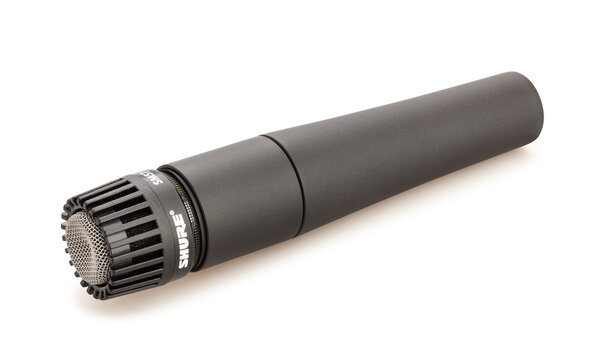 shure sm 57 mic path isolated on white