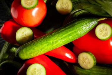 cucumber vegetable mix on black background