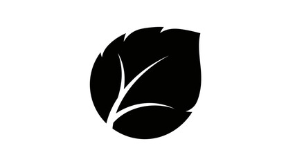 Black Leaf Silhouette Isolated on White Background.
