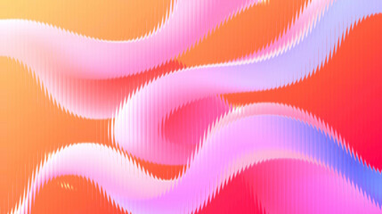 Vibrant wavy lines in pink, orange, and purple hues create dynamic abstract