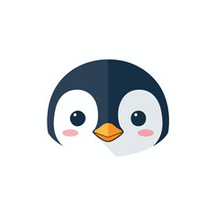 Fototapeta premium A cute, simple penguin face with dark blue head, white cheeks and a yellow beak