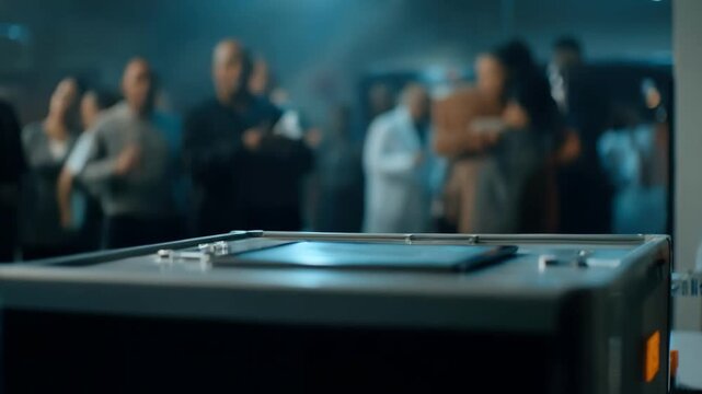 Medium shot of a person casting a vote using a digital tablet connected to a blockchain system highlighting transparency in election processes.