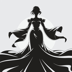minimal black silhouette of a anime girl