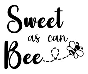 Sweet as can Bee Heart Script Line Art