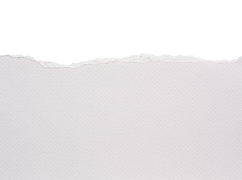 Papel con textura rasgado blanco sobre fondo blanco, recurso gr&aacute;fico