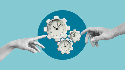 Effective Time Planning and Work Collaboration Concept. Business Efficiency - Gears of Team...