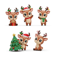 christmas deer 3d set