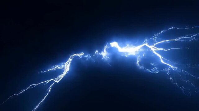 Dynamic electric lightning bolt energy surges with pulsating blue light effects