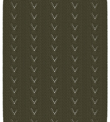 A detailed view of a dark olive green knit fabric texture with a repeating v-shaped pattern isolated on transparent background