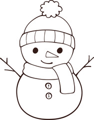 Snowman Character Illustration Outline