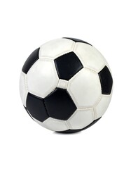 Soccer ball, black and white panels,  isolated on white