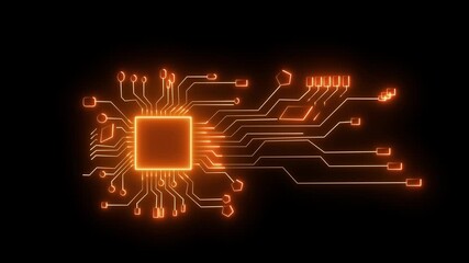 seamless Loop. Glowing Blue Circuit Lines on a Dark Background for Digital Connectivity, High-Tech Networks, Technology and Communication Systems. - Powered by Adobe