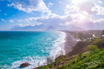 Konyaaltı beach, a world-famous beach in Antalya.