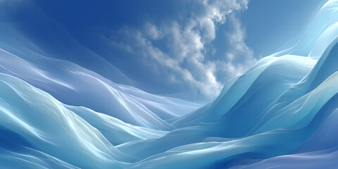 Abstract light blue blurred background horizontal panoramic web banner.